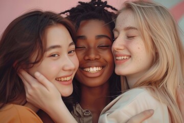 Wall Mural - A group of young women standing together, possibly at an event or celebration