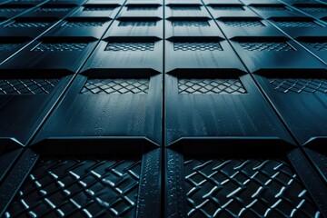 Poster - Close-up shot of a metal door featuring a decorative lattice design
