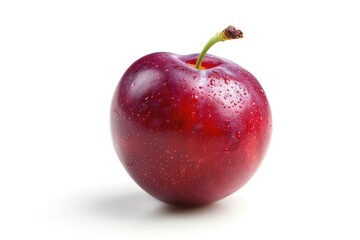 Poster - A juicy red apple with water droplets glistening on its surface