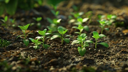 Wall Mural - Young Sprouts Emerging from Soil