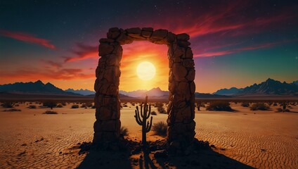 Canvas Print - Surreal desert art with dark, psychedelic vibes.