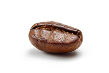 Poster - A close-up shot of a single coffee bean on a white background