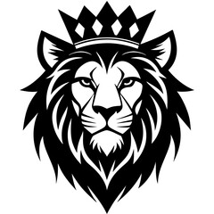 Wall Mural - dark art lion king head crown on head vector illustration