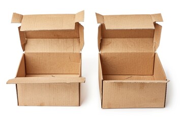 Poster - Two open cardboard boxes sit on a clean white surface