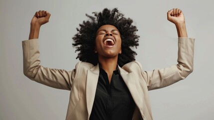 Poster - A person lifting their arms up, possibly expressing joy or enthusiasm