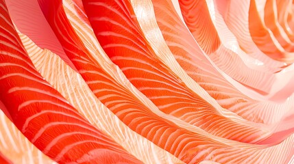 Close-up view of beautifully arranged salmon slices showcasing texture and color, perfect for culinary and food projects.