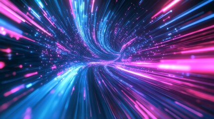 Fototapete - Dive into the mesmerizing and vibrant fusion of colors coupled with light in a digital landscape that truly embodies the essence of technology, data, and the endless pursuit of continuous innovation