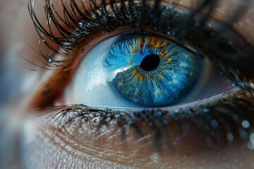 Poster - this close-up captures a striking blue eye that mirrors a beautiful landscape with intricate details