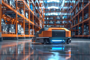 Poster - A robot navigates through a large storage facility