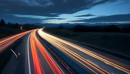 Wall Mural - Nighttime speed rush on a deserted highway