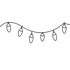 Sticker - Festive String of Black-Outline Christmas Lights