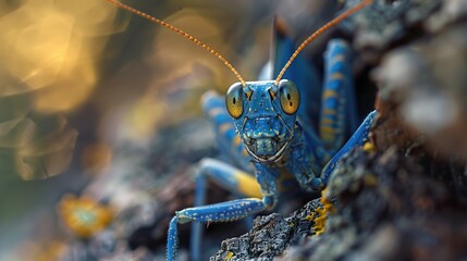 Sticker - Vibrant Blue Insect with Striking Eyes - Macro Photography