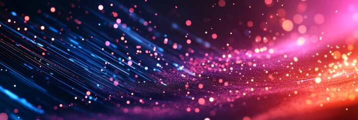 Poster - A dynamic digital background with flowing lines and sparkling lights, ideal for technology projects, AI, data analysis, and audio graphics, reflecting creativity and modern design for various media