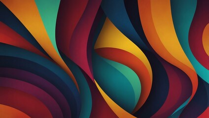 Wall Mural - Vibrant abstract background featuring colorful geometric curves and shadowed lines.