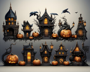 Wall Mural - halloween pumpkin 3d object background illustration orange celebration holiday generative Ai.