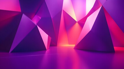 3d rendering of Deep purple and bright pink abstract geometric background. Scene for advertising, technology, showcase, banner, game, sport, cosmetic, business, metaverse. Sci-Fi Illustration. Product