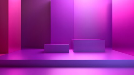 3d rendering of Deep purple and bright pink abstract geometric background. Scene for advertising, technology, showcase, banner, game, sport, cosmetic, business, metaverse. Sci-Fi Illustration. Product