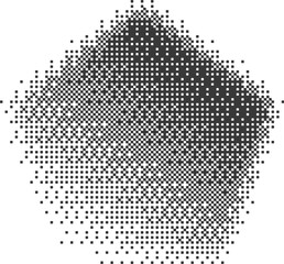 Poster - Bitmap pixel arcade game effect. Hexagon y2k halftone shape. Dither aesthetic gradient pentagon icon. 2000s design grainy illustration