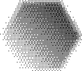 Poster - Bitmap pixel arcade game effect. Hexagon y2k halftone shape. Dither aesthetic gradient pentagon icon. 2000s design grainy illustration