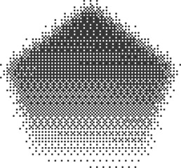 Poster - Bitmap pixel arcade game effect. Hexagon y2k halftone shape. Dither aesthetic gradient pentagon icon. 2000s design grainy illustration