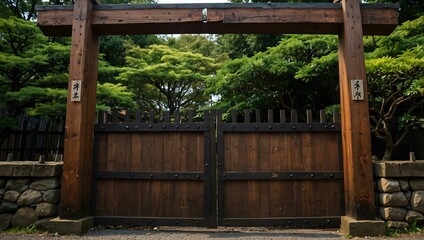 Poster - Wooden gate of a traditional Nagaya-mon.