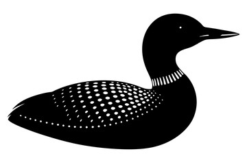 Wall Mural -  Loon bird silhouette black vector art illustration