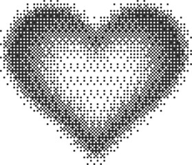Poster - Bitmap pixel arcade game effect. Hearts y2k halftone pattern shape. Dither aesthetic gradient glow icon. 2000s design grainy illustration