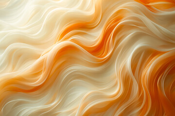 Poster - The fabric displays gentle waves and curves in a blend of white and orange hues, catching light to enhance its soft, delicate texture and creating an elegant, flowing appearance
