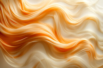 Poster - Delicate strands of orange intertwine with creamy waves, forming a smooth, flowing texture that evokes a sense of warmth and softness in this abstract composition