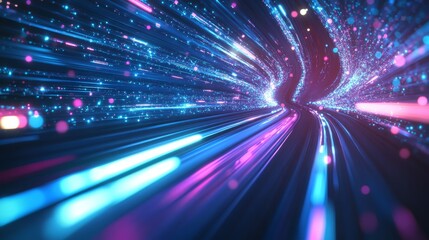 Fototapete - This piece abstractly represents digital data, showcasing vibrant design that captivates and reflects modern computing dynamics, inviting engagement with todays digital connections