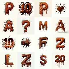 Wall Mural - Brown Lettering Typeface. AI generated illustration