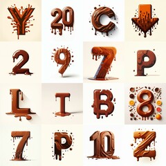 Wall Mural - Brown Lettering Typeface. AI generated illustration