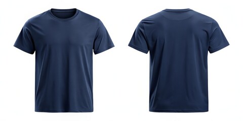 Poster - Front and Back View of a Navy Blue T-Shirt Mockup, T-shirt Mockup, Mockup Template, Clothing Design