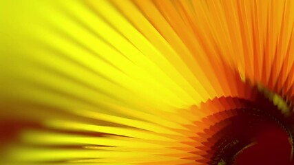 Poster - Digital loop animation of a twisted figure in the shape of a Moebius ring consisting of many pyramids with a yellow-orange-brown gradient. Depth of field effect. 3d rendering 4K