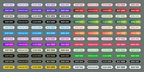Poster - BUY NOW SHOP NOW BOOK NOW CLICK HERE DOWNLOAD NOW button collection for website interface gradient sign symbol gradient buttons icon set