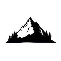 Wall Mural - a black and white silhouette of a mountain peak. The mountain appears to be a steep, jagged peak with a jagged ridge on top vector silhouette