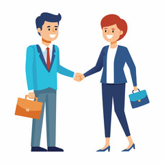 Shaking hands, businesspeople white background in a vector illustration