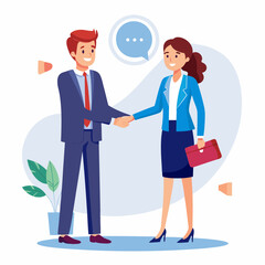 Wall Mural - Shaking hands, businesspeople white background in a vector illustration