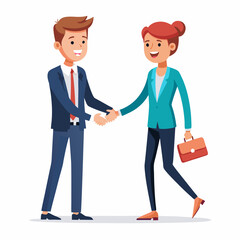 Wall Mural - Shaking hands, businesspeople white background in a vector illustration