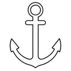 Canvas Print - Nautical Anchor Line Art Vector Silhouette Design.