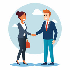 Wall Mural - Shaking hands, businesspeople white background in a vector illustration