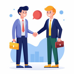 Wall Mural - Shaking hands, businesspeople white background in a vector illustration