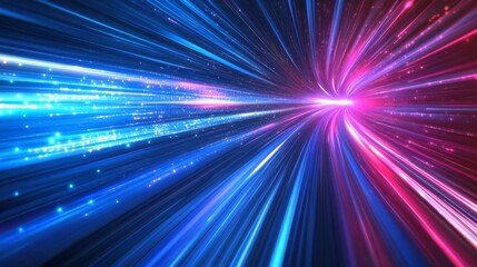 Fototapete - An abstract digital background with vibrant light trails symbolizing advanced technology, storage solutions, and network capabilities in a dynamic way that captivates the viewers attention
