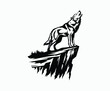 © creativestore - Howling wolf silhouette EPS vector art illustration template on a white background