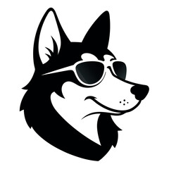 Sticker - a dog wearing sunglass vector silhouette isolated white background