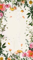 Wall Mural - Colorful Floral Border with Different Flowers