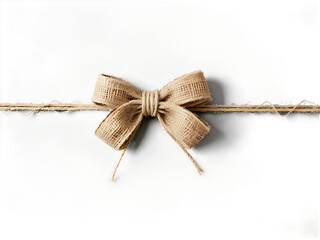 Aufkleber - Twine_tied_in_a_bow,_isolated_on_a_white_background,_ideal_for_rustic_or_holiday_gift_wrapping.
