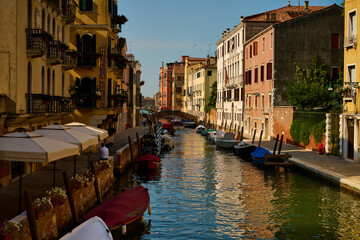 Venice tourism image with canals streets and gondolas 