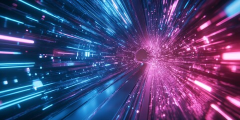 Fototapete - An abstract visual of vibrant colors and dynamic movements symbolizes the technological processes and evolving educational innovation, highlighting the significant changes in our modern society