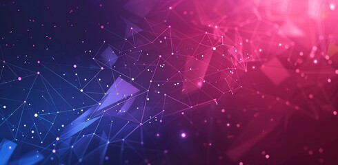 Abstract background with polygonal shapes and dots on purple blue gradient color, in technology digital network concept style.